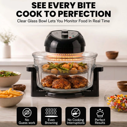 16 Quart Extra Large Oil-Less Air Fryer - Healthier, Crispier Cooking