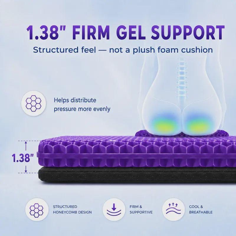 Purple Honeycomb Gel Seat Cushion | Pressure Relief for Office Car Wheelchair
