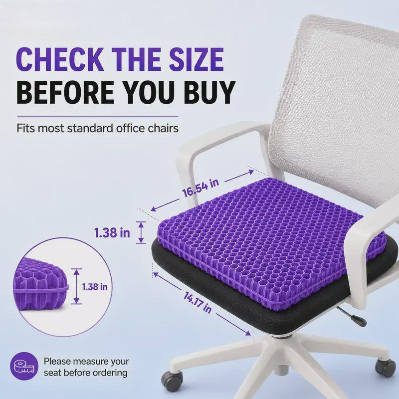 Purple Honeycomb Gel Seat Cushion | Pressure Relief for Office Car Wheelchair