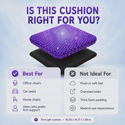 Purple Honeycomb Gel Seat Cushion | Pressure Relief for Office Car Wheelchair