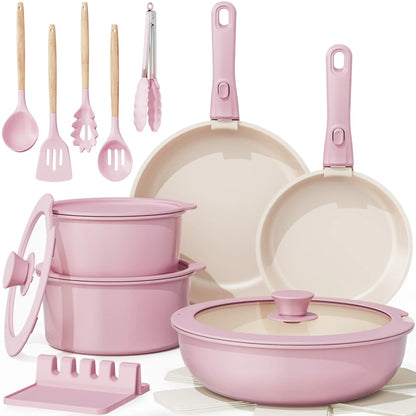 20pcs Non-Stick Pots and Pans Set with Detachable Handle
