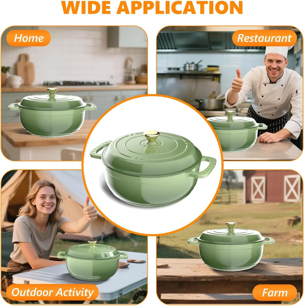 Enameled Cast Iron Round Dutch Oven, 5/6/7.5QT Pot with Lid &Dual Handles with Silicone Gloves,Oven Safe up to 500°F.