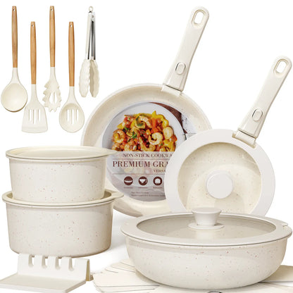 20pcs Non-Stick Pots and Pans Set with Detachable Handle