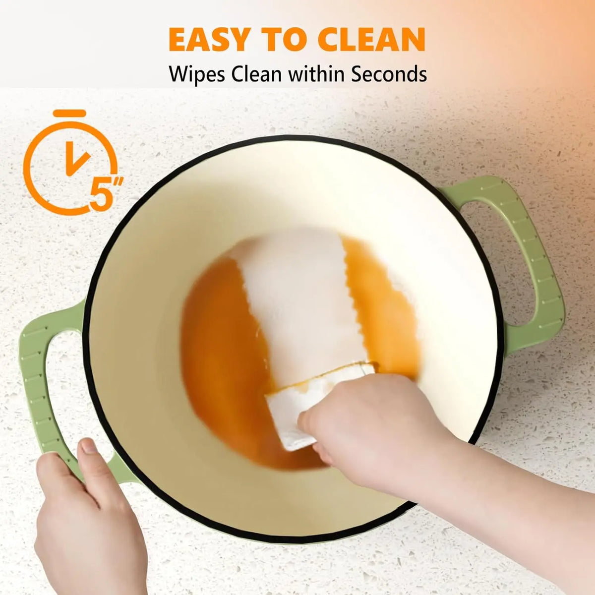 Enameled Cast Iron Round Dutch Oven, 5/6/7.5QT Pot with Lid &Dual Handles with Silicone Gloves,Oven Safe up to 500°F.