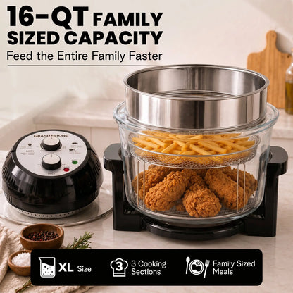 16 Quart Extra Large Oil-Less Air Fryer - Healthier, Crispier Cooking