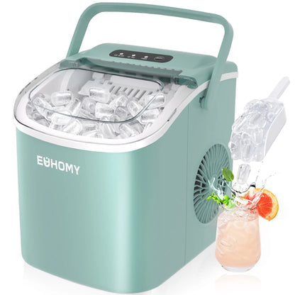 Self-Cleaning Portable Ice Maker, Produces 9 Ice Cubes in 6 Mins, 26 Lbs Ice Per 24 Hours, Ideal for Home, Kitchen, Camping & RV Use